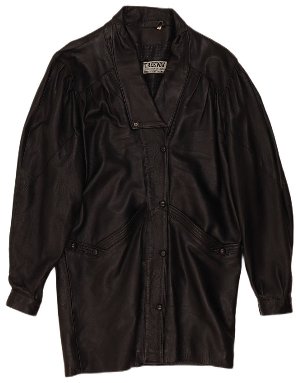 Casaco de couro feminino Trekway UK 10 pequeno preto