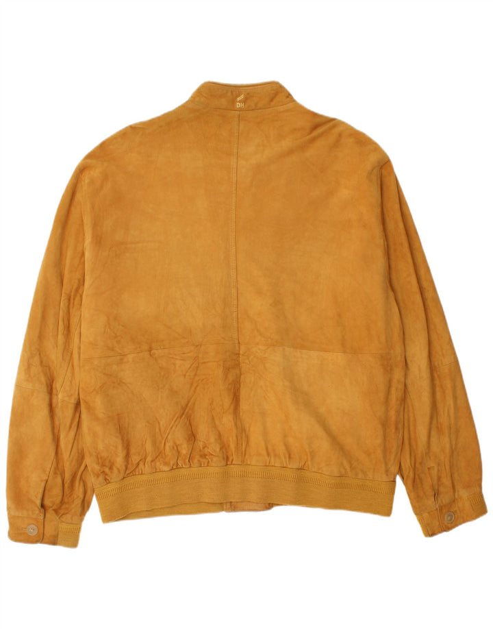 Jaqueta bomber masculina de camurça Daniel Hechter IT 54 2XL couro amarelo