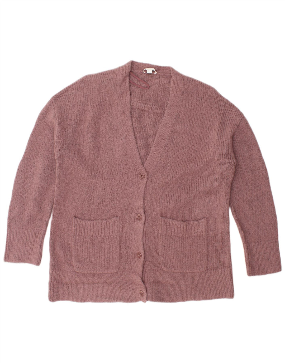 Suéter cardigã feminino grande Cos UK 10 lã de alpaca rosa pequena