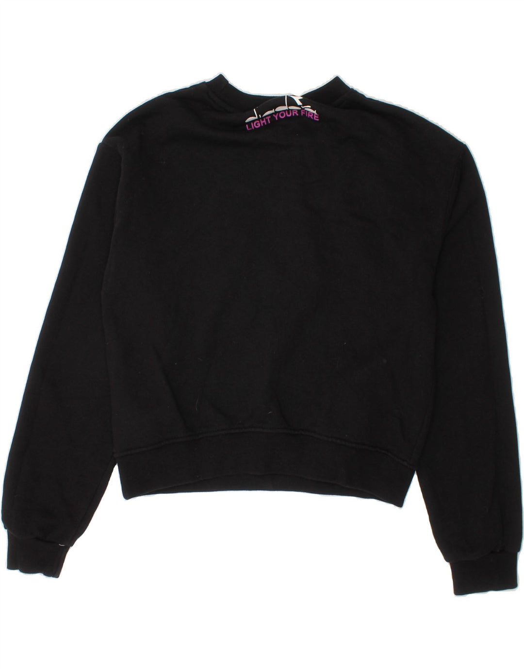 DIADORA Girls Graphic Sweatshirt Jumper 11-12 Years Black Cotton Vintage Diadora and Second-Hand Diadora from Messina Hembry 