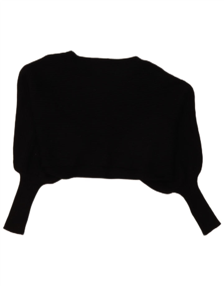 Zara Womens Oversized Crop Batwing Top Manga Longa Reino Unido 14 Médio Preto