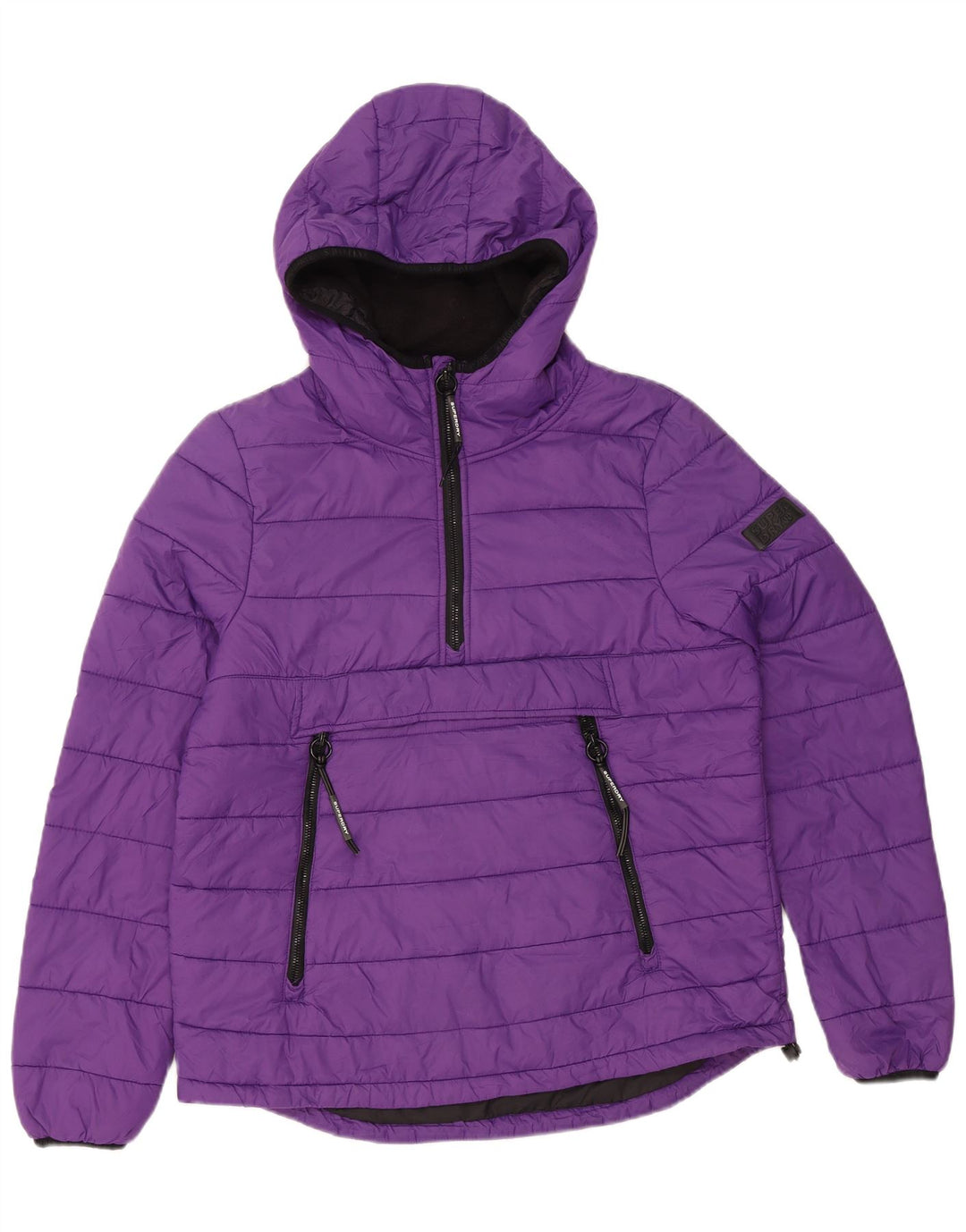 Jaqueta acolchoada com capuz feminina SUPERDRY UK 12 nylon roxo médio