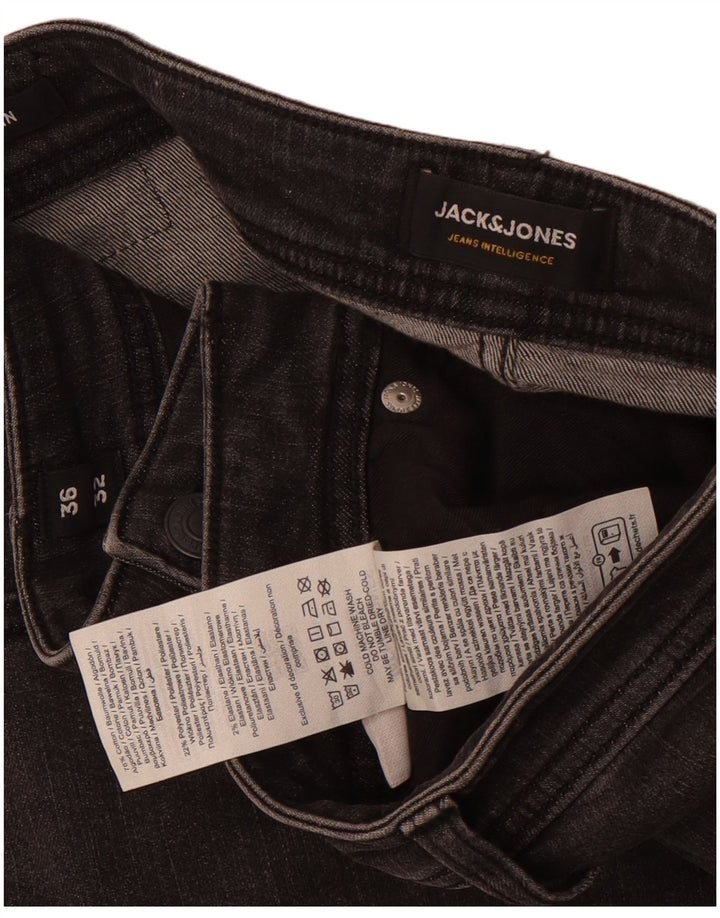 Jack & Jones Masculino GLENN Slim Jeans W36 L32 Algodão Cinza