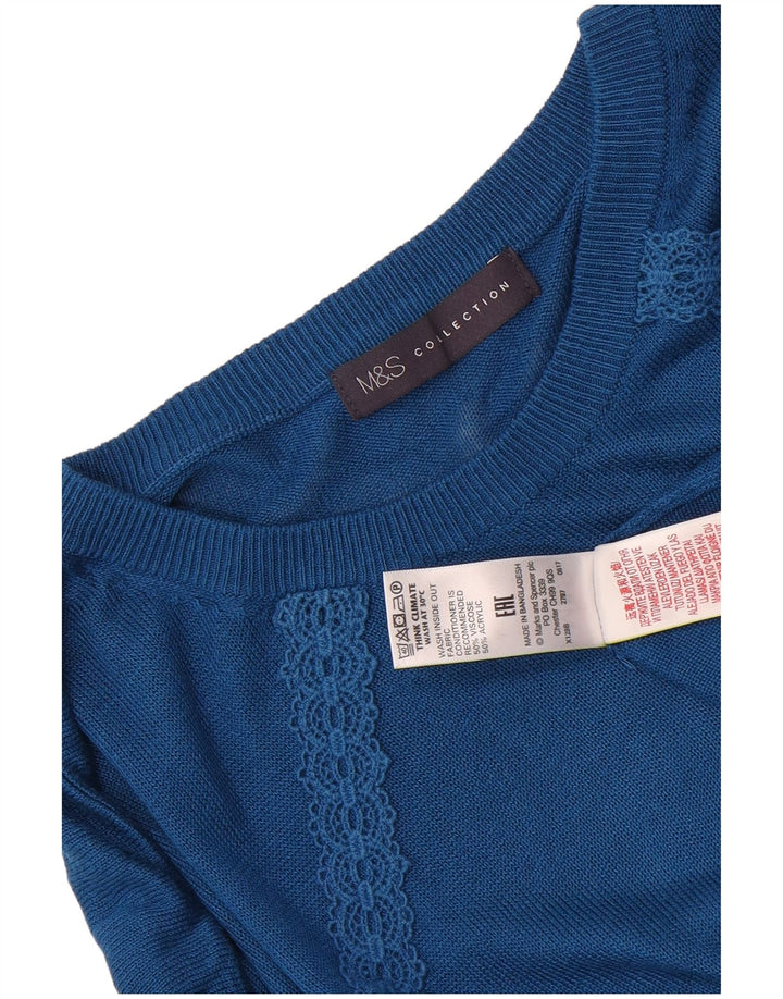 Suéter feminino Marks & Spencer com gola canoa grande Reino Unido 14 azul médio