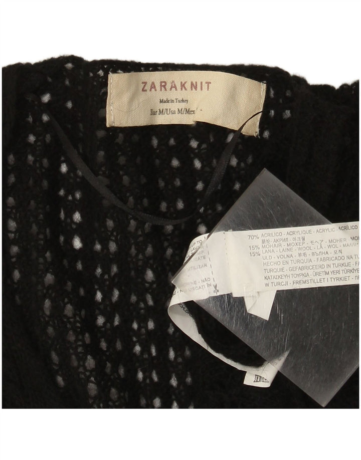 Suéter feminino Zara com decote em V UK 12 acrílico preto médio