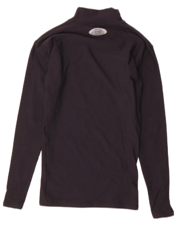 Top feminino Under Armour manga comprida UK 10 pequeno preto nylon