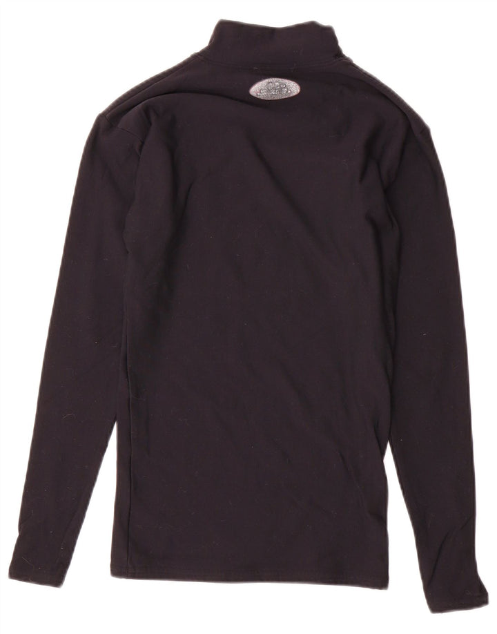 Top feminino Under Armour manga comprida UK 10 pequeno preto nylon