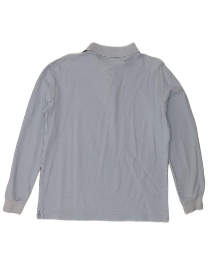 Polo masculino Fila de manga comprida pequeno azul algodão