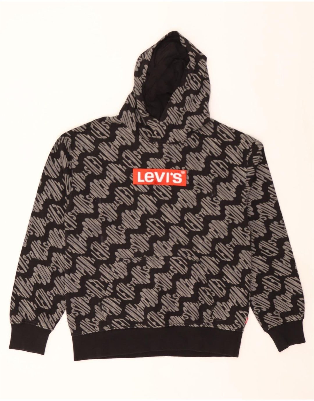 LEVI'S Boys Graphic Hoodie Jumper 13-14 Years Black Cotton Vintage Levi's and Second-Hand Levi's from Messina Hembry 