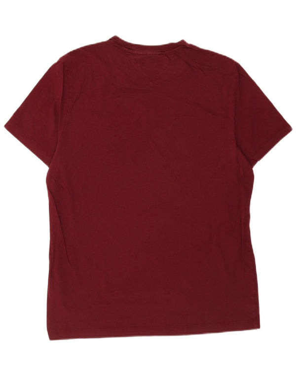 Camiseta masculina Tommy Hilfiger Slim Fit com estampa gráfica grande de algodão Borgonha