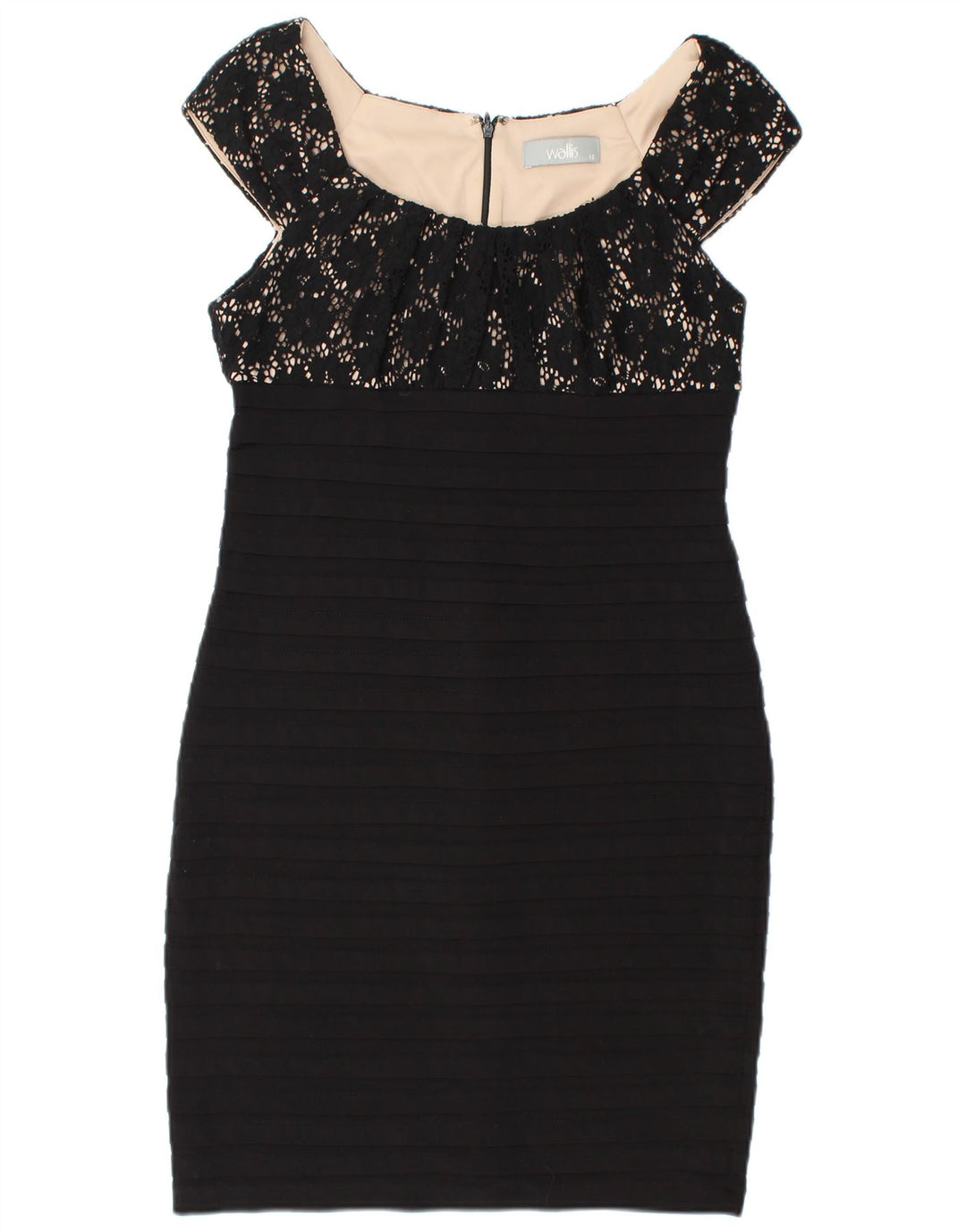 Vestido bodycon feminino sem mangas WALLIS UK 12 poliéster preto médio