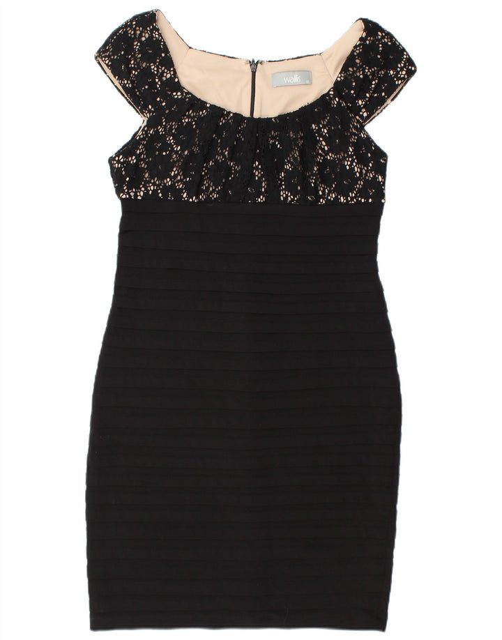 Vestido bodycon feminino sem mangas WALLIS UK 12 poliéster preto médio