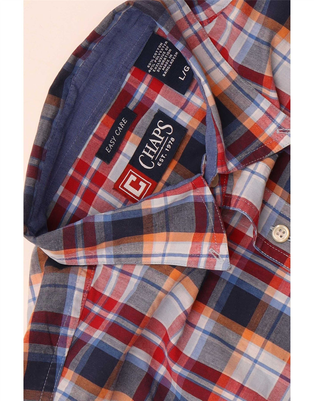 Camisa masculina de manga curta Chaps grande algodão xadrez multicolorido