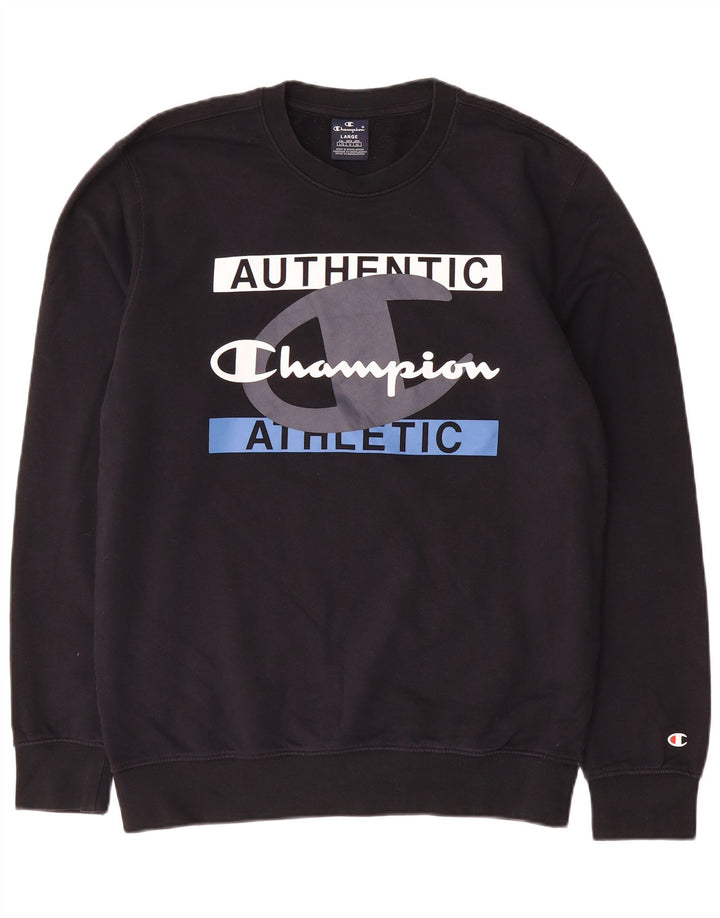 Champion moletom gráfico masculino jumper grande algodão preto