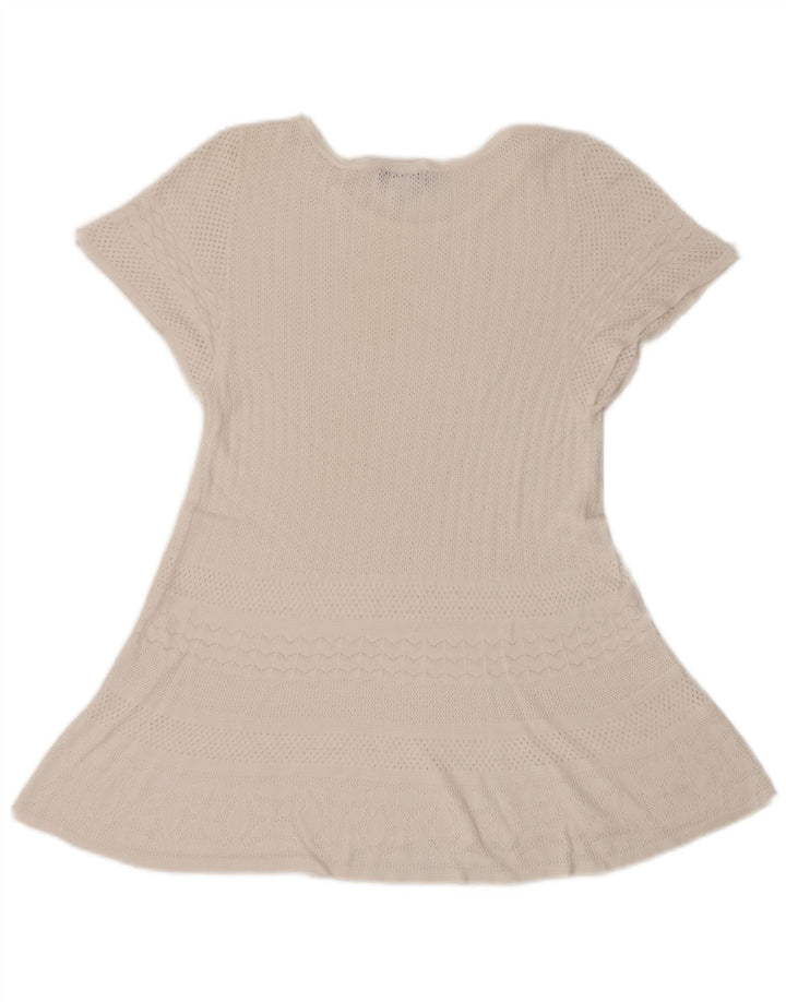 Vestido feminino transparente de crochê linha A da Max & Co. Reino Unido 10 pequeno branco