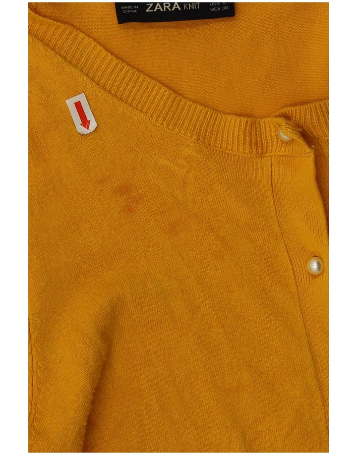 Suéter cardigã feminino Zara Reino Unido 16 grande amarelo