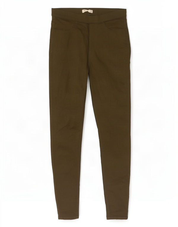 Calça jeans feminina Marks & Spencer UK 10 pequena W28 L30 algodão cáqui