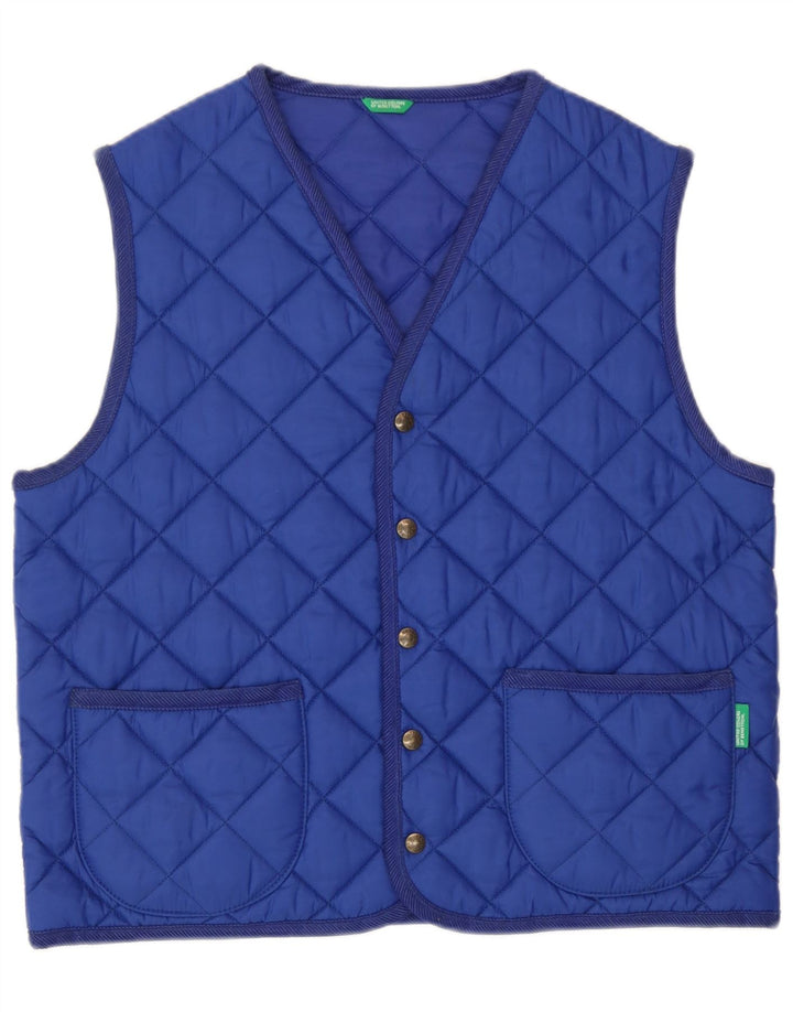 Colete acolchoado feminino Benetton UK 18 XL azul poliamida