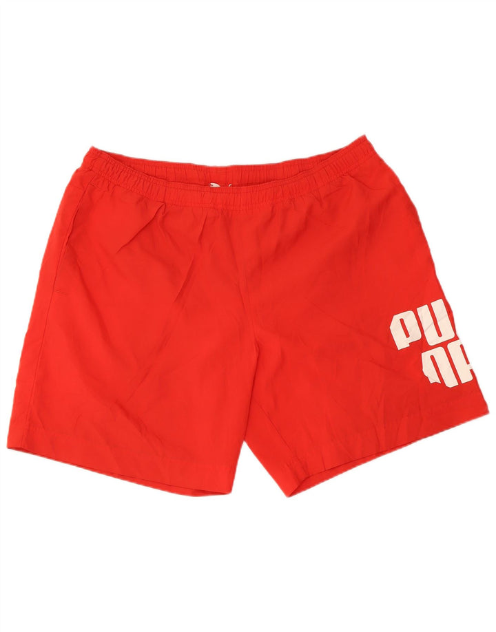 Shorts esportivos gráficos masculinos PUMA grandes vermelhos