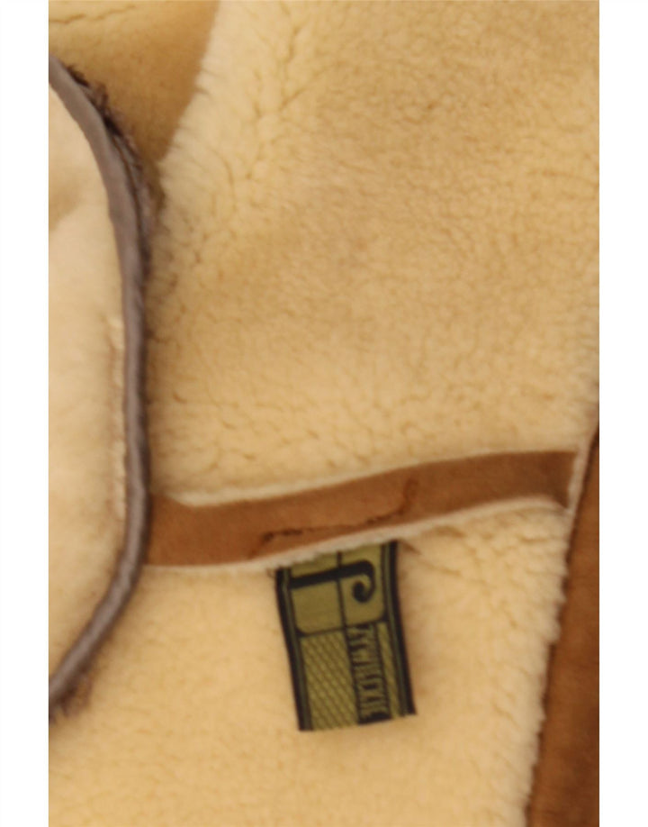 Jaqueta vintage masculina de peito duplo Shearling IT 56 3XL marrom