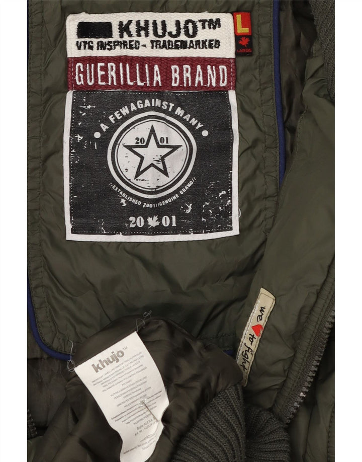 Jaqueta feminina acolchoada com capuz KHUJO Reino Unido 14 grande poliéster verde