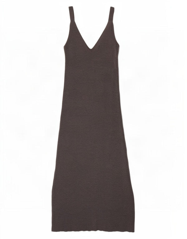 Vestido maxi feminino sem mangas Zara UK 8 pequeno cinza viscose