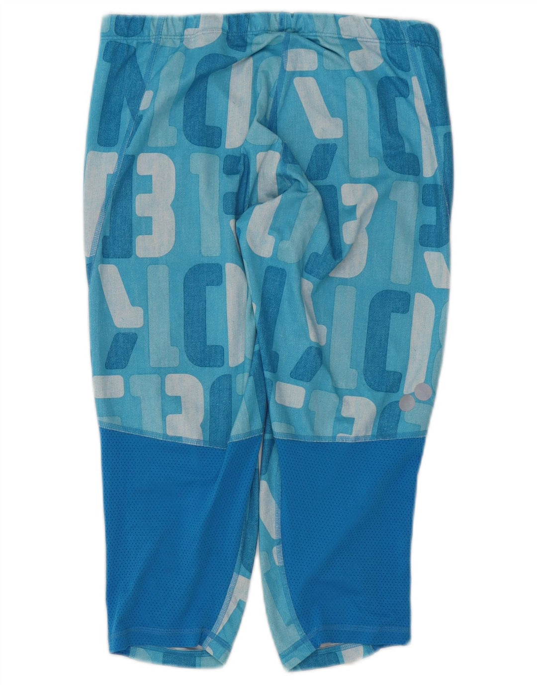 Calça feminina REEBOK com estampa gráfica UK 12 bloco colorido azul médio
