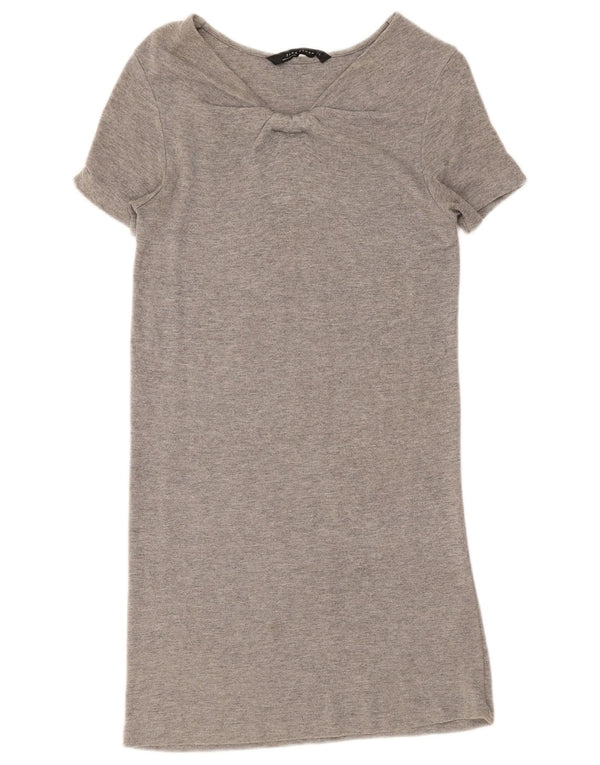 Vestido camiseta feminino Zara Reino Unido 10 pequeno viscose cinza