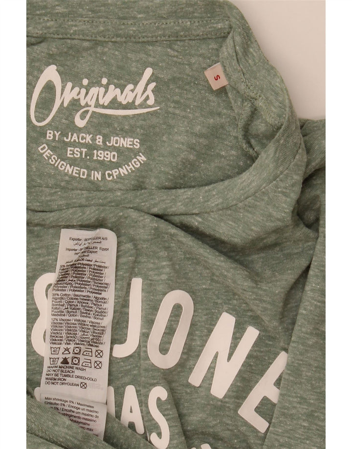 Camiseta gráfica masculina Jack & Jones, poliéster pequeno manchado verde