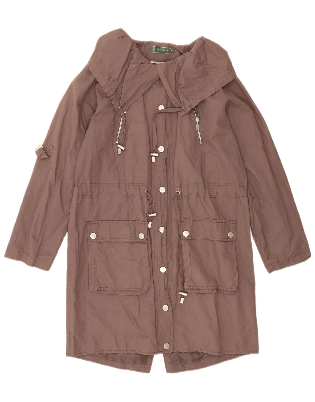 Jaqueta Parka feminina MINT VELVET de grandes dimensões Reino Unido 10 algodão marrom pequeno