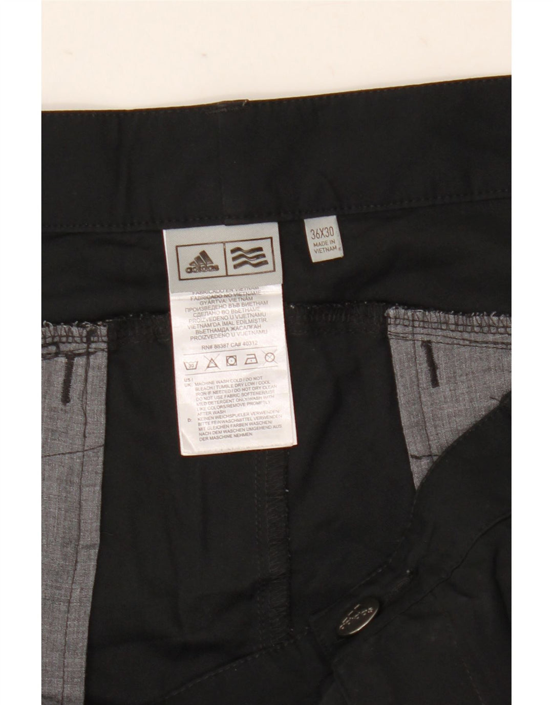 Adidas Mens Slim Chino Calças W36 L30 Poliéster Preto