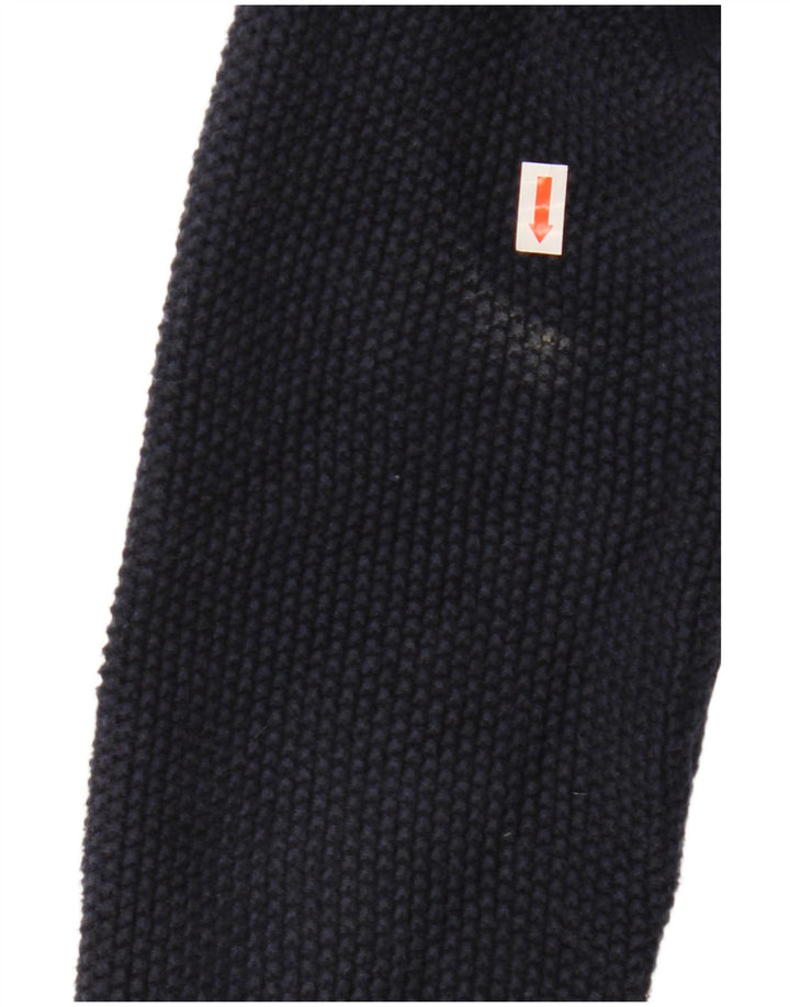 CREW CLOTHING Suéter cardigã feminino aberto Reino Unido 14 algodão azul marinho médio