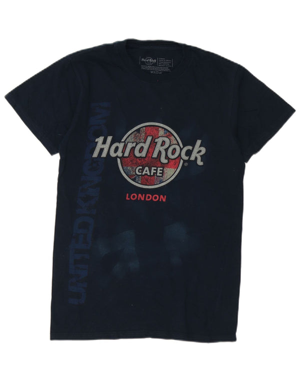 Camiseta masculina Hard Rock Cafe London Graphic Top XS Azul Marinho Algodão