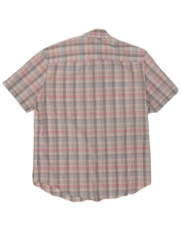 Camisa masculina de manga curta Calvin Klein de algodão xadrez médio multicolorido