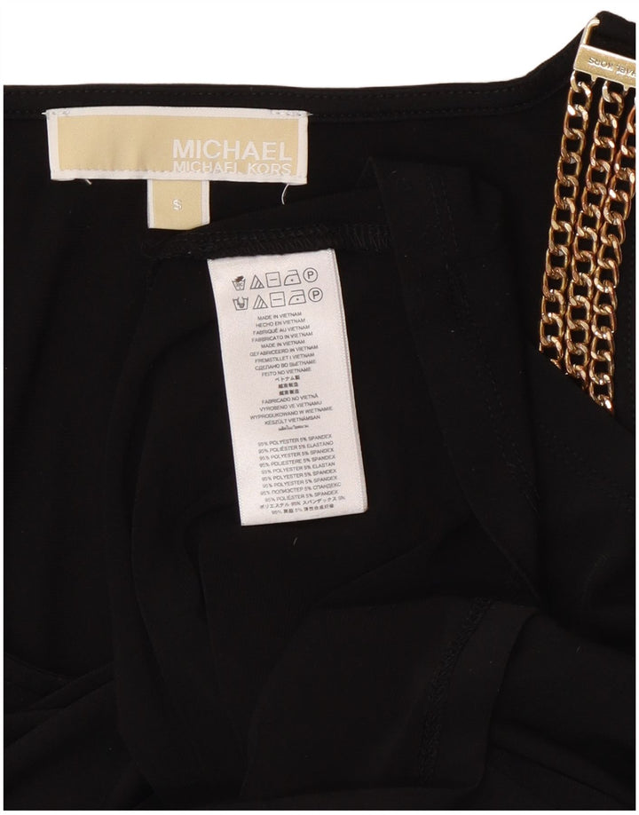 Blusa feminina sem mangas Michael Kors UK 10 poliéster preto pequeno