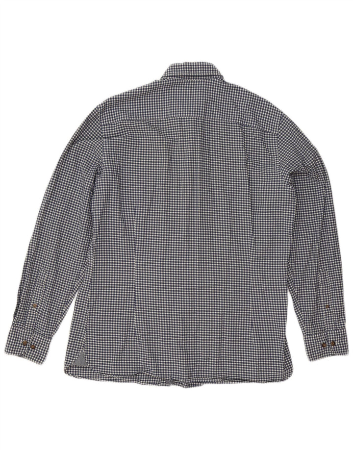 Hackett camisa masculina slim fit grande algodão guingão azul marinho