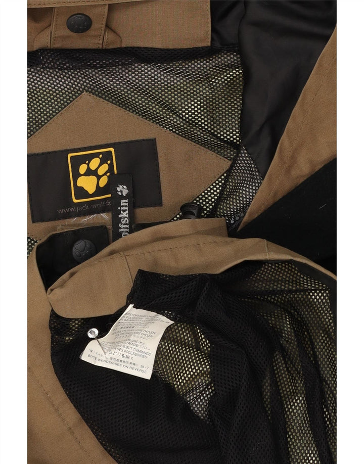 Jaqueta de chuva masculina com capuz Jack Wolfskin Reino Unido 40 poliéster bege grande