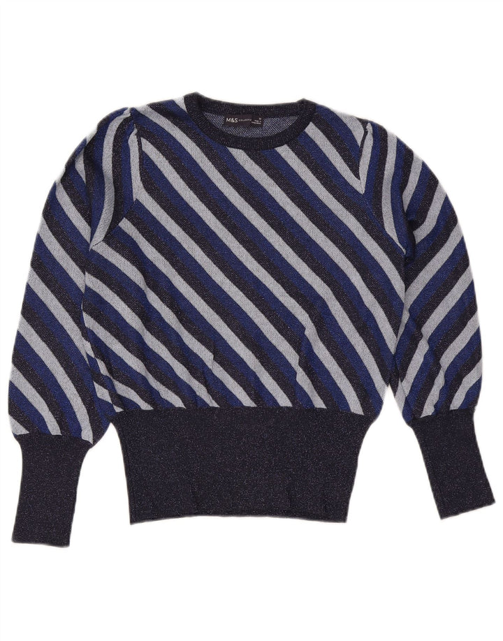 Suéter feminino Marks & Spencer com gola canoa Reino Unido 12 médio azul marinho