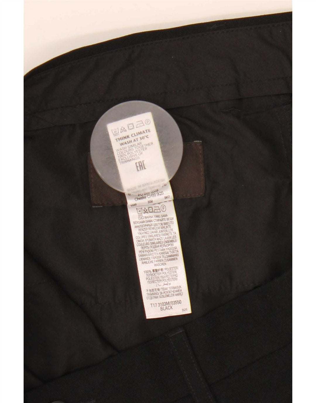 Calça Chino masculina Marks & Spencer sob medida W34 L31 poliéster preto