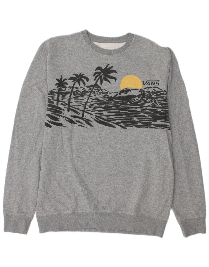 Vans Mens Graphic Moletom Jumper Médio Cinza Algodão Flecked