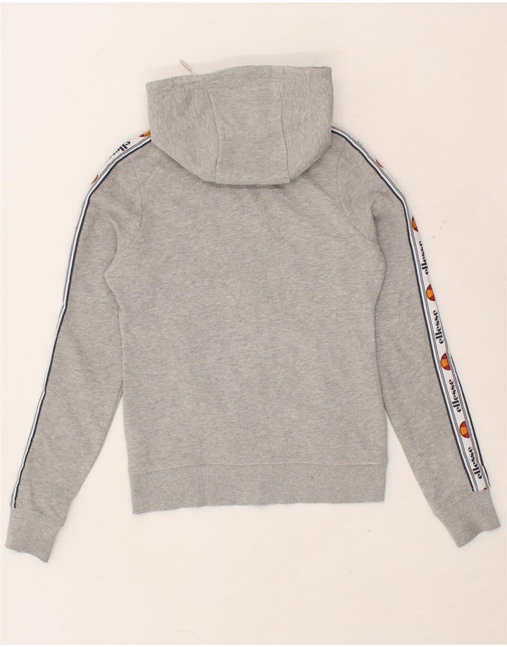 ELLESSE Womens Graphic Zip Hoodie Sweater UK 4 XS Grey Cotton Vintage Ellesse and Second-Hand Ellesse from Messina Hembry 