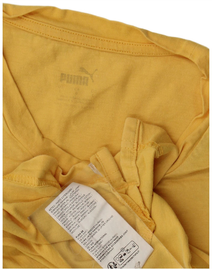 Puma Mens Graphic T-Shirt Top Grande Algodão Amarelo