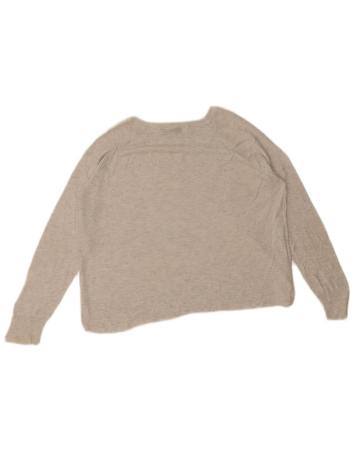 Suéter feminino Zara com gola canoa UK 14 cinza médio