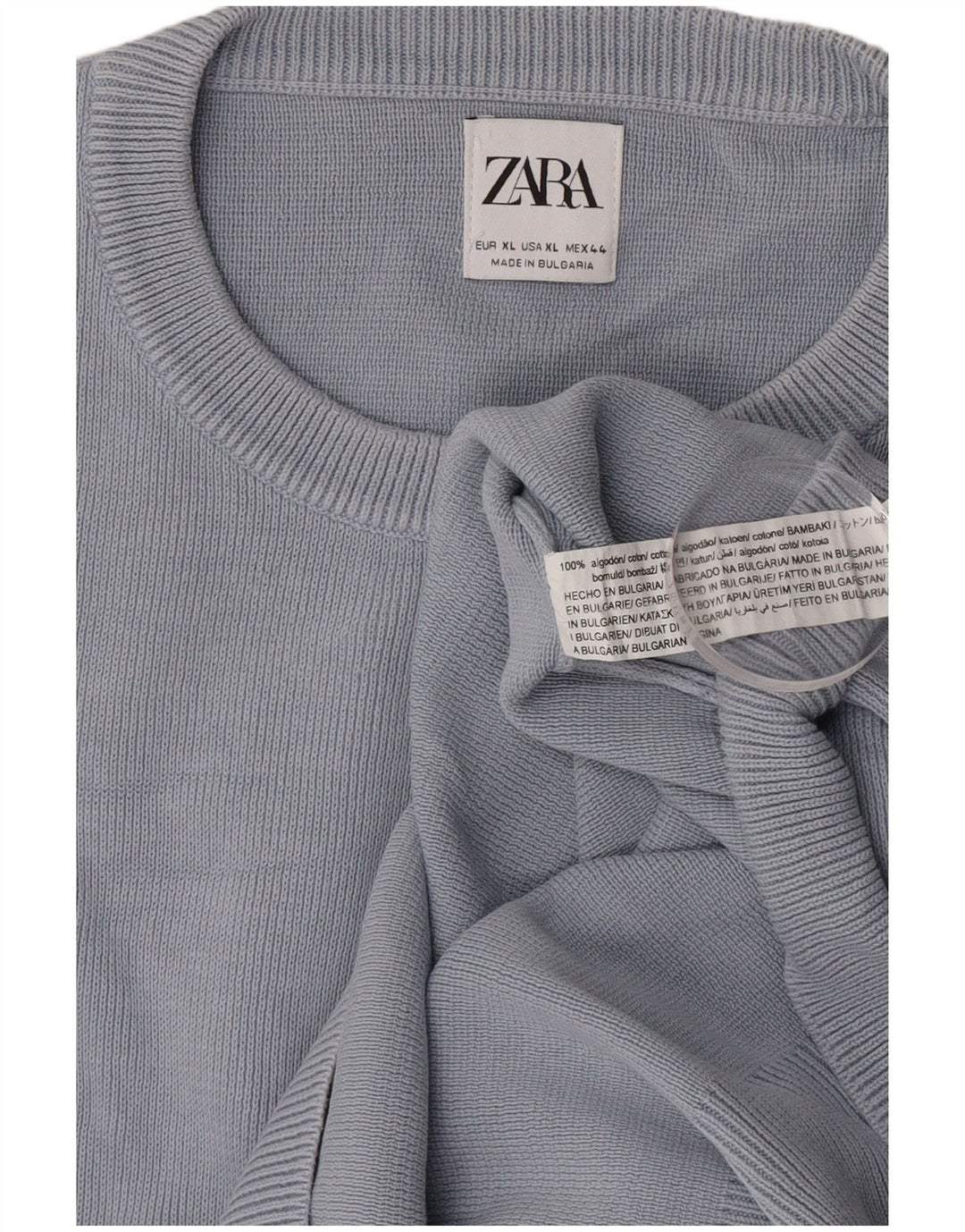 Zara Suéter masculino com gola redonda XL algodão cinza