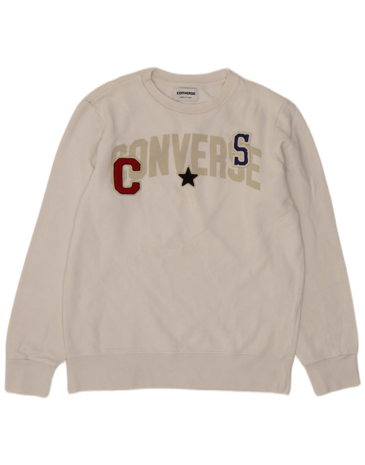 CONVERSE moletom gráfico masculino jumper pequeno algodão branco