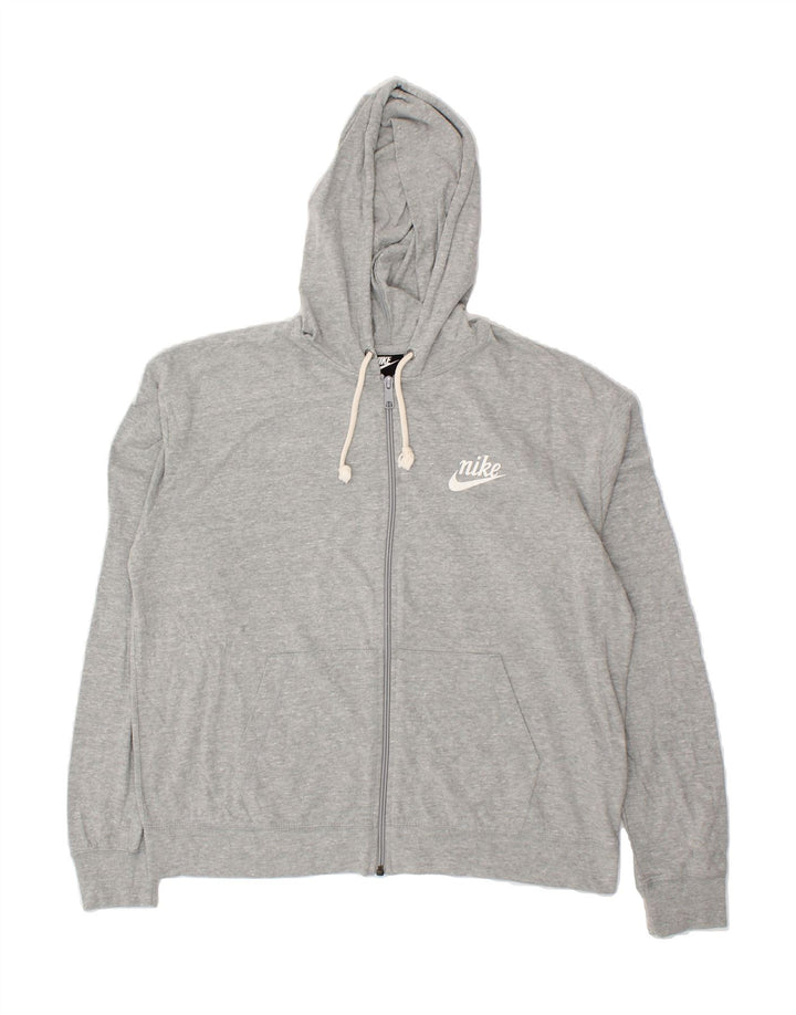 NIKE Womens Zip Hoodie Sweater UK 16 Large Grey Cotton Vintage Nike and Second-Hand Nike from Messina Hembry 