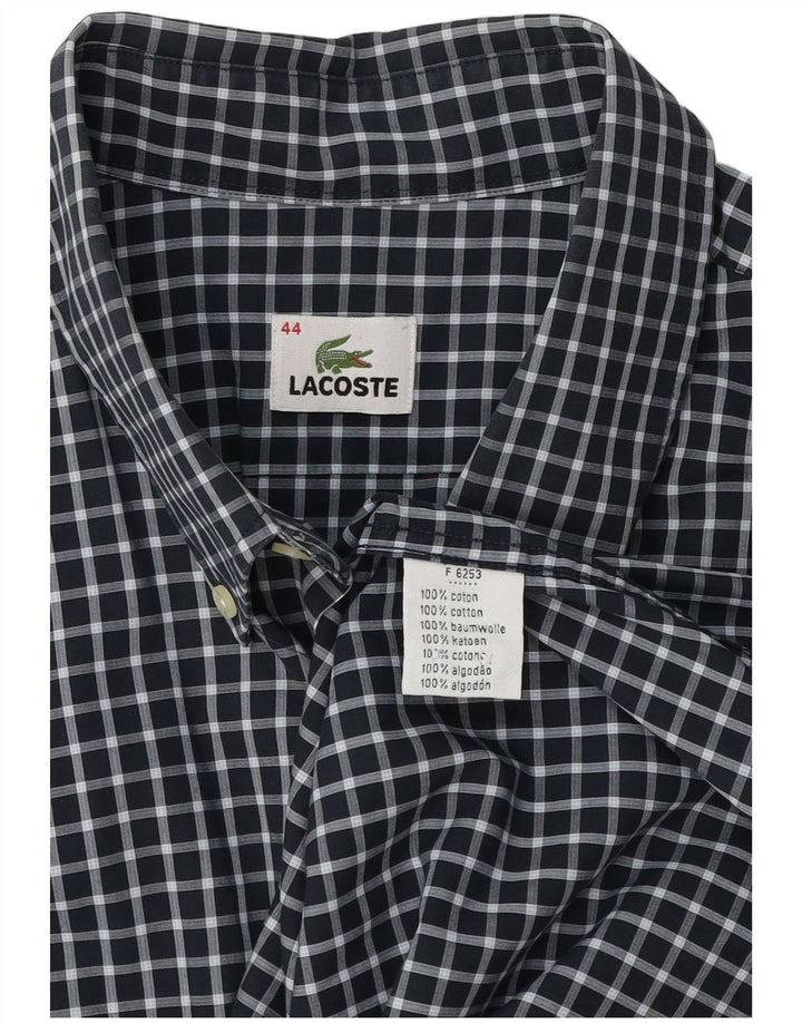 Camisa masculina Lacoste tamanho 44 XL azul marinho algodão guingão