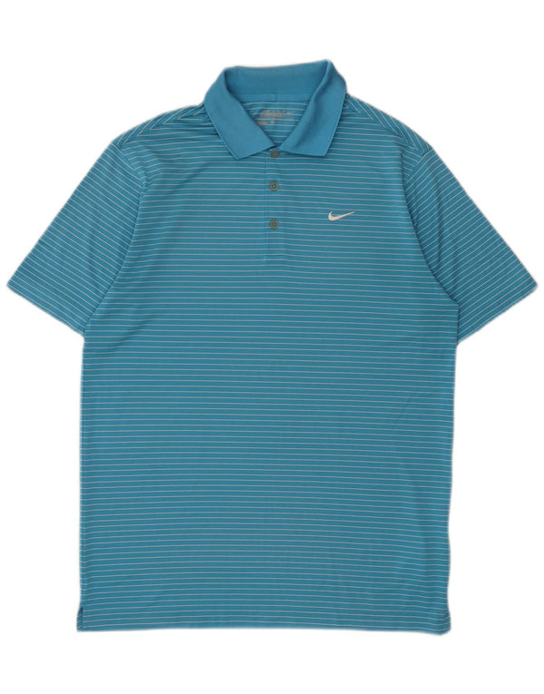 Camisa polo masculina Nike Dri Fit média azul risca de giz poliéster