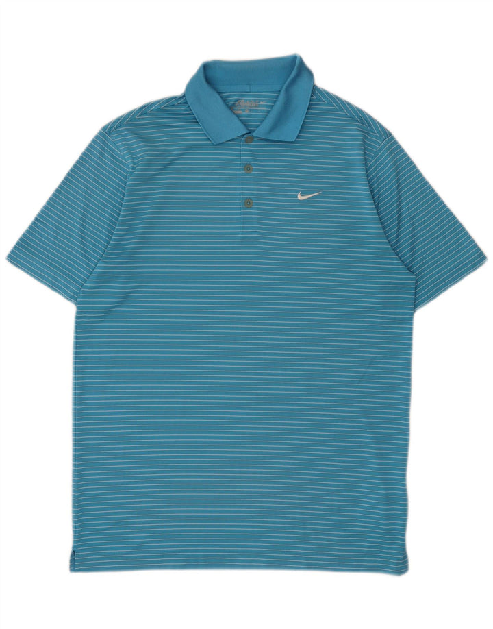 Camisa polo masculina Nike Dri Fit média azul risca de giz poliéster