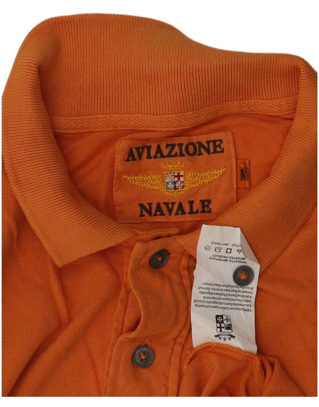 AVIAZIONE NAVALE Mens Polo Shirt Medium Orange Cotton